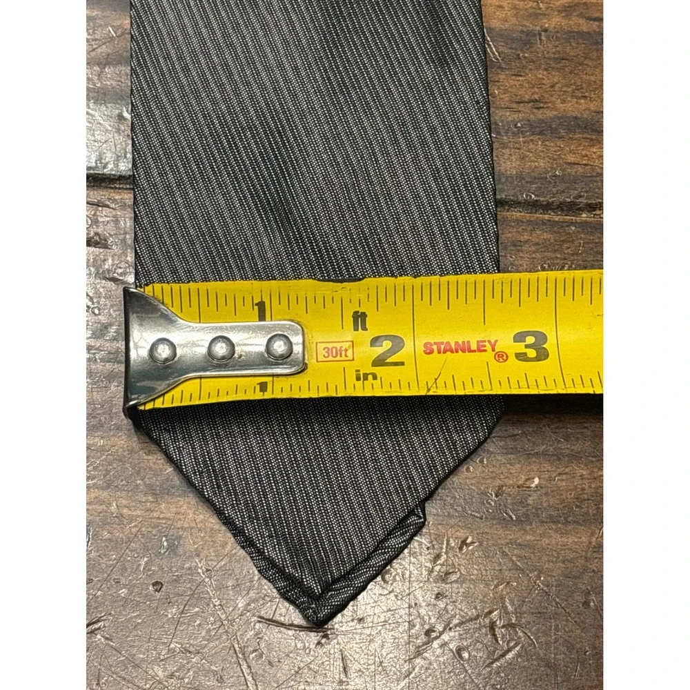 Vintage Laurentius PARIS Pure‎ Silk Black Striped Ribbed Necktie French Designer
